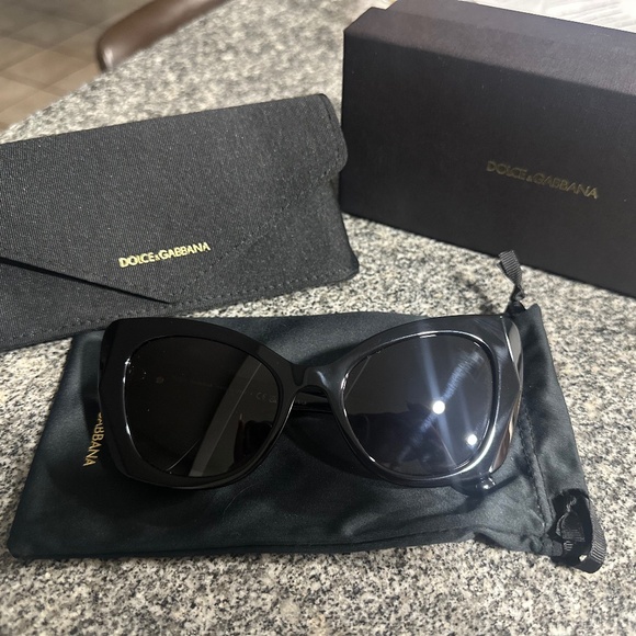 Dolce & Gabbana Black Oversized Cat Eye Sunglasses